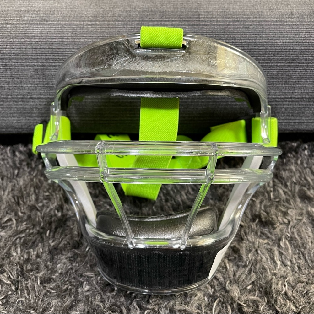 Clear Game Face Sports Mask Medium With Lime Green Strap - NWT